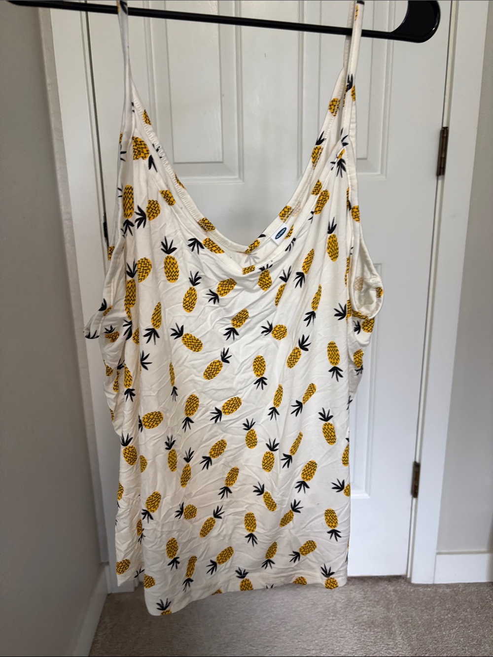 Old Navy White Spaghetti Strap Tank with Yellow Pineapple Print
